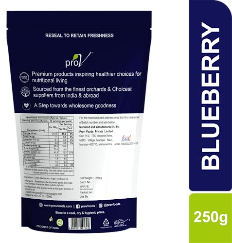 Image of ProV Premium - Blueberry 250 gm| Tasty & Healthy Snacking| High in Antioxidants & Fiber|