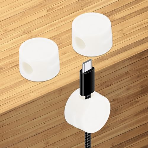 PATIKIL Cable Organizer Holder, 3 Piezas Clips Magnéticos para Organización de Cables con Adhesivo para Escritorio, Pared y Auto, Blanco miniatura 1