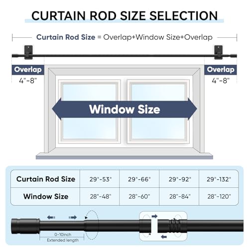 PeSenp 2.0 Upgraded No-Drill Curtain Rod for Windows 48 to 84 inches – Renter-Friendly Adhesive & Pin-Nail Mount, 5/8" Black Adjustable Rod, Minimal Wall Damage - image 7