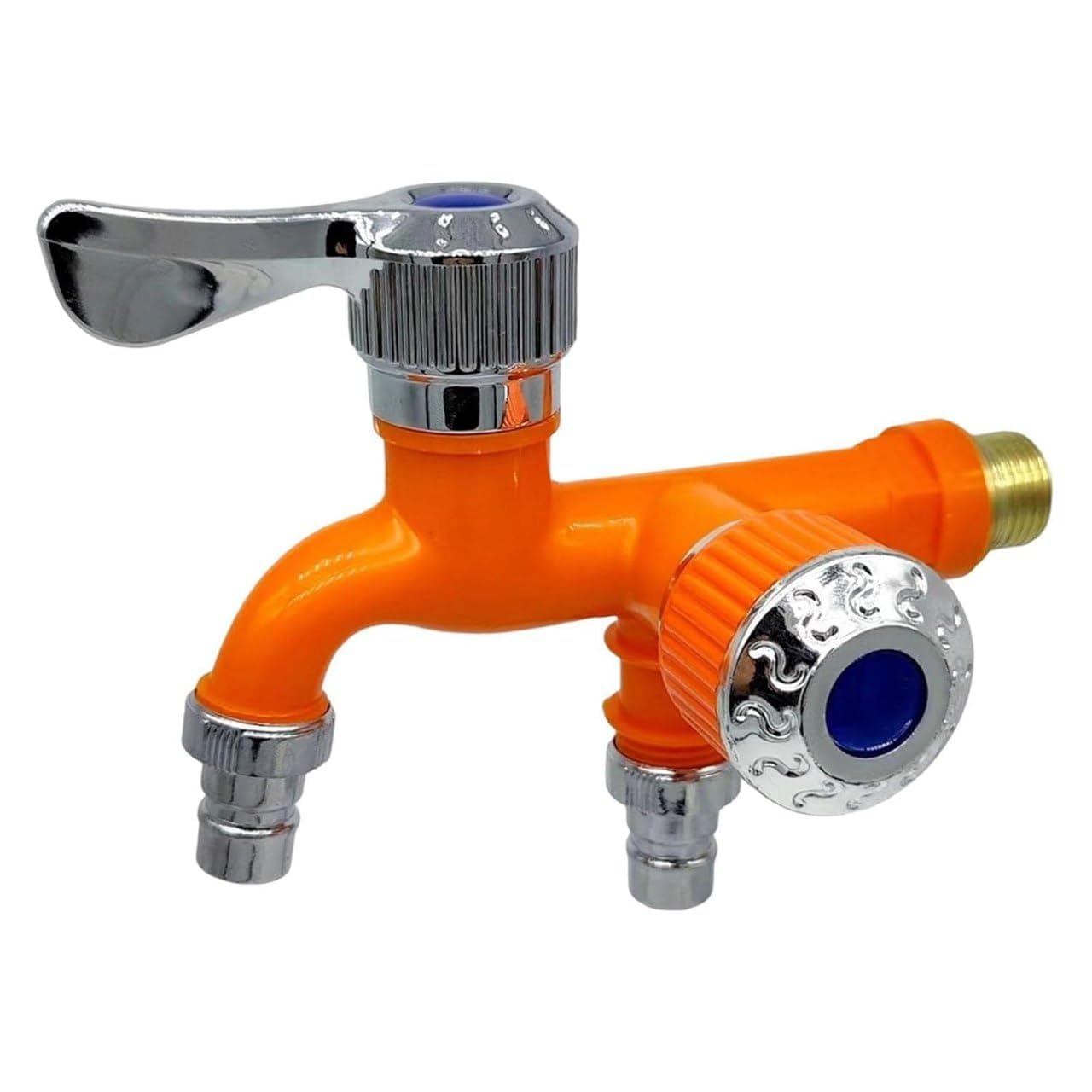 2 in 1 Multi-Function Water Tap Faucet with Dual Valve for Washing Machine & Garden Hose | Brass Bib Cock | Bathroom & Outdoor Use(Pack of 1)