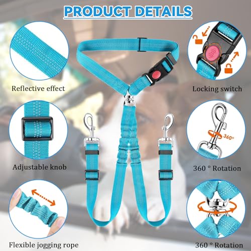 QINGYIWL Doppelter Anschnallgurt Hund Auto, 2 in 1 Verstellbarer Hundegurt fürs Auto, Sicherheitsgurt Hunde für Auto für Kleine & Mittlere Hunde (Blau)