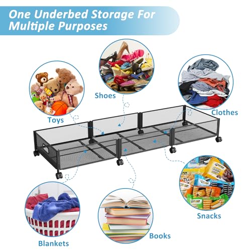 Nonkky Under Bed Storage with Wheels 47.2"(L)/57.6L Large Rolling Under Bed Storage の商品画像 6
