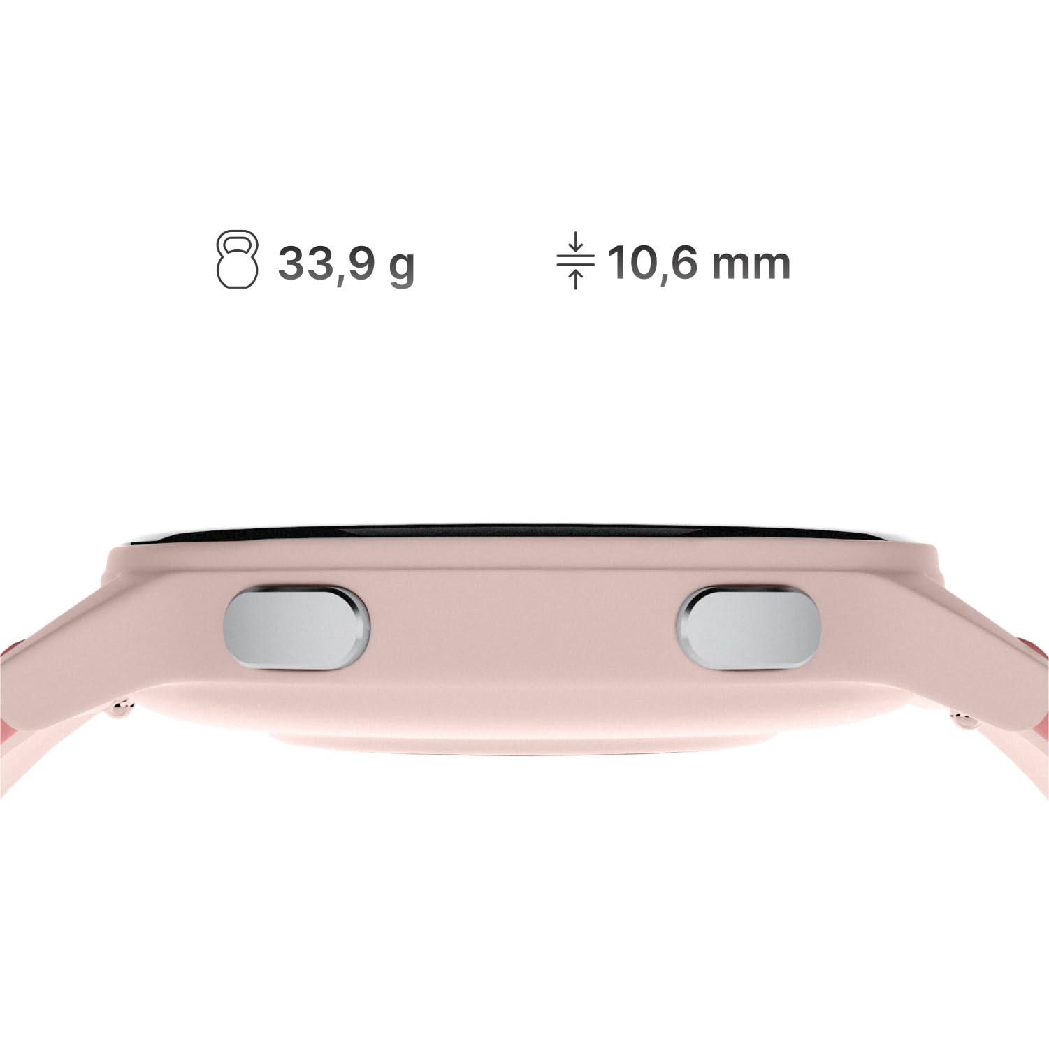 Forever Reloj inteligente IGO Watch 4 para mujer - AMOLED táctil, reloj redondo, monitor de sueño, deportes, fitness, alertas SMS, Bluetooth, resistente al agua IP67, blanco/rosa, 2 rayas, reloj