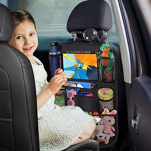 Nutabevr Autositz Organizer, Auto Rückenlehnenschutz Pflegeleicht Oxford Tuch,10 Taschen Organisator für Kinderspielzeug-Aufbewahrung Organizer, Autositz Rücksitz Schutz Kick Matten,Wasserdicht