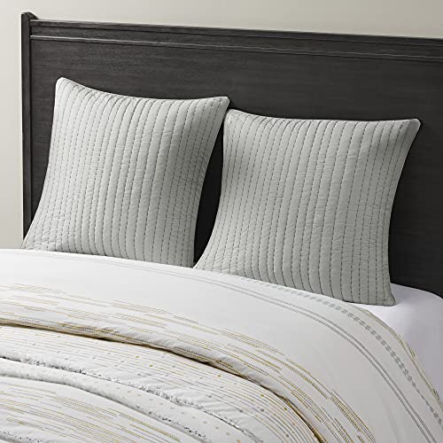 Image of INK+IVY 100% Cotton Single Euro Sham - European Square Decorative Pillow Cover, Hidden Zipper Closure (Pillow Insert NOT Included), Camila, Quilted Grey 26 inchx26 inch