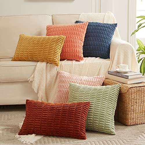 Fancy Homi 2 Packs Boho Decorative Throw Pillow Covers 18x18 Inch for Living Room Couch Bed Sofa, Rustic Modern Farmhouse Home Decor, Soft Corduroy Cream Square Cushion Case 45x45 cm - Image 7