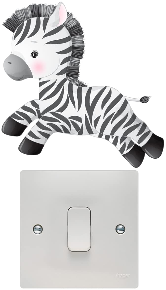 Cute Zebra Light Switch Wall Art Vinyl Stickers Childrens Bedroom
