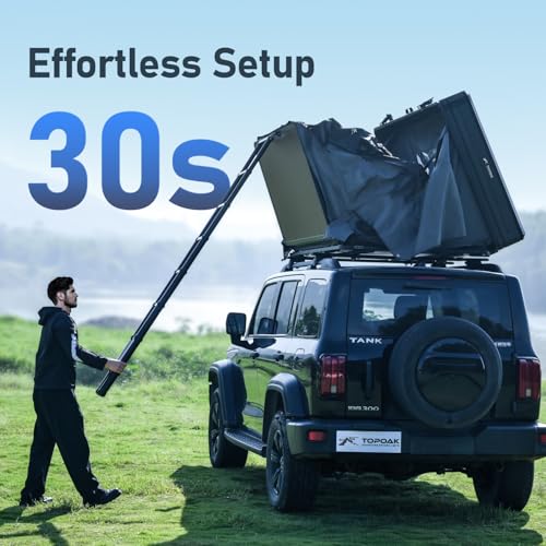 Image of Pop Up Rooftop Tents Aluminum Hard Shell for Camping Waterproof SUV Car Jeep Overland Tent Campers Easy Setup in 30 Seconds-Topoak Vision