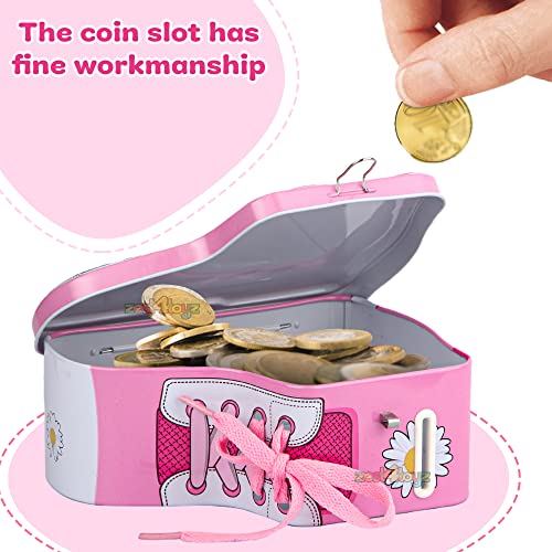 Image of Zest 4 Toyz Money Bank for Kids with Lock N Key Metal Piggy Bank Gullak Money Box Coin Bank Shoe Lace Activity Learning Toy Return Gifts