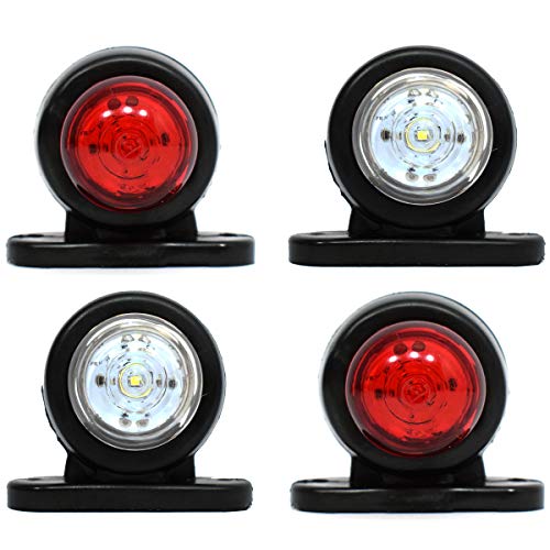 Feux de position latéraux arrière blancs/rouges à LED pour remorque, bus, SUV, caravane, camionnette, 12 V, lot de 4