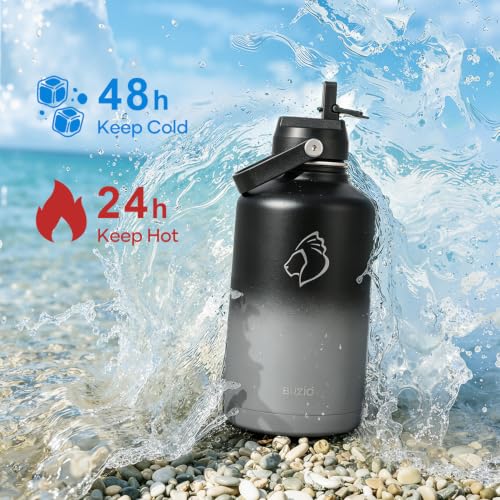 Image of BUZIO 64 oz Insulated Stainless Steel Water Bottle with Dust-proof Lids