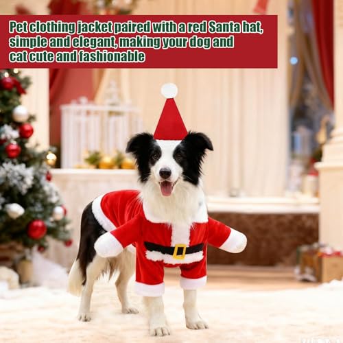 Chien Vêtements de Noël, Costume de Père Noël Chien et Chat avec Bonnet pour Petits Chiens Chats – Image 6