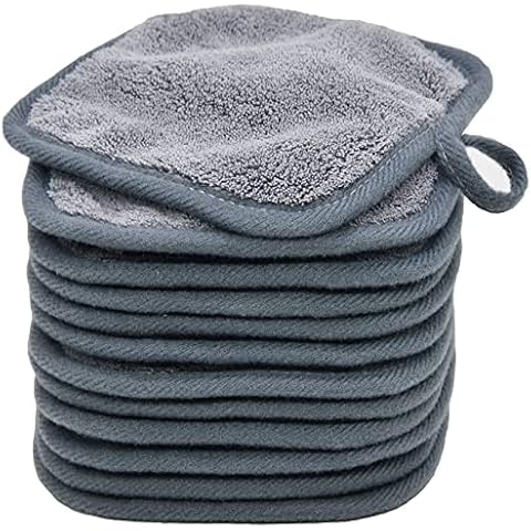 BloomSesame Abschminktuch aus Mikrofaser - Wiederverwendbar Mikrofaser Gesichtsreinigungstuch - Make-Up Entferner Tuch(Grau 13x13cm 12 Stück) Cover
