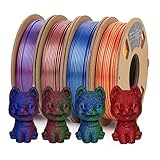 Luftzeuge Silk Dual Color PLA Filament 1.75mm Bundle with Good Adhesion - Dimensional Accuracy +/- 0.03mm for High Precision - 0.25KG Each Spool - Includes Red Gold, Blue Green, Red Green, Red Blue