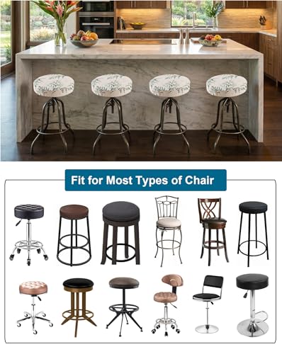 Image of CRFATOP 6 Pack Waterproof Bar Stool Covers Round Seat Slipcover,M,14