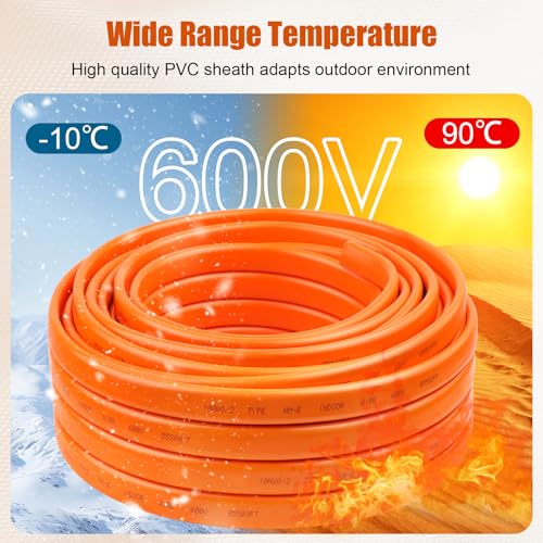Image of 10 /2 Wire with Ground - 15FT 10 Gauge NM-B Non-Metallic Sheathed Cable 100% Pure Copper 10 AWG 2 Conductor Residential Indoor Wire for Outlets, Switches, Other Loads and Lighting Wiring Projects etc.