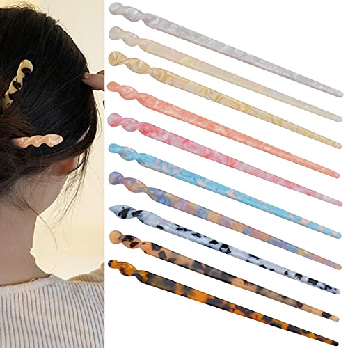 10Pcs Hair Sticks for Long Hair, 7In Hair Chopsticks for Women, Vintage Hair Pins for Thick Hair, Tortoise Shell Hair Sticks for Buns, Chinese Hair Sticks Chopsticks for Hair Accessories for Women