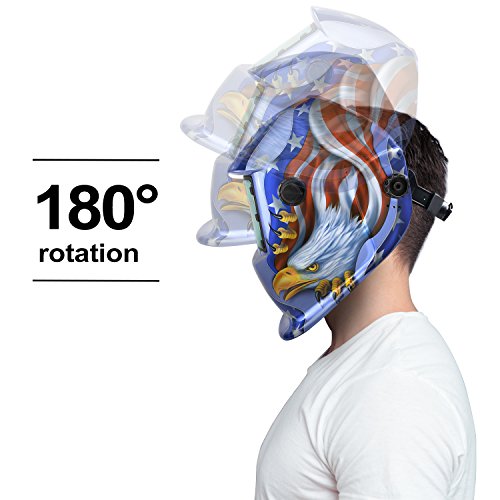 Dekopro Welding Helmet - Solar Power Auto Darkening Welding Helmet - Adjustable Shade Range 4/9-13 For Mig Tig - Arc Welder Mask (Blue Eagle) #TOP6
