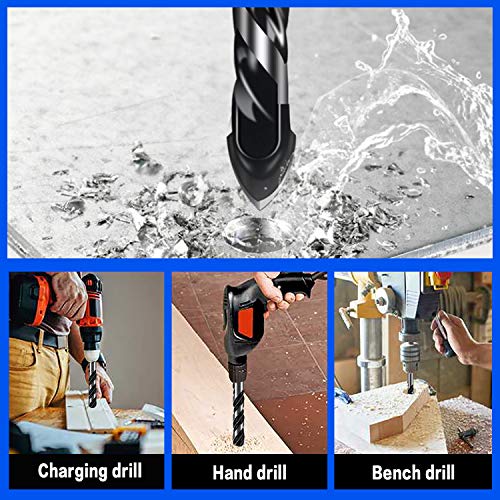 10-Piece 3/16" Masonry Drill Bits for Tile Glass Ceramic Wall Brick Stone Soft-Metal Wood, 1/4 Inch Concrete Drill Bits Cement Drill Bit Set, 3-Flat Shank, YG8 Carbide Tungsten Steel Alloy Tip 5mm by DKIBBITH - Image 7