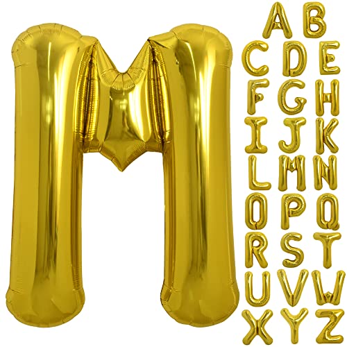 Image of TONIFUL 40 Inch Large Gold Letter M Balloon - Foil Mylar for 2026 New Year Eve Graduation Wedding Baby Shower Birthday Party Anniversary Supplies Decorations