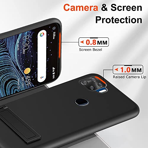 Nijiadi Case For Zte Blade X1 5G (6.5") Phone Case With Glass Screen Protector, [3 Stand Ways] Metal Kickstand/Stand Silicone Tpu Shockproof Protective Cover Case For Zte Blade X1 5G - Black #TOP1