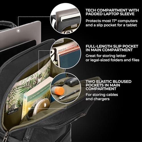 Briggs & Riley Large Cargo Backpack - Carry On Travel Backpack for Women & Men, Personal Item Bag, Self-Repairing Zippers, Padded Straps, Fits up to 17" Laptop - HTA Collection, Black4