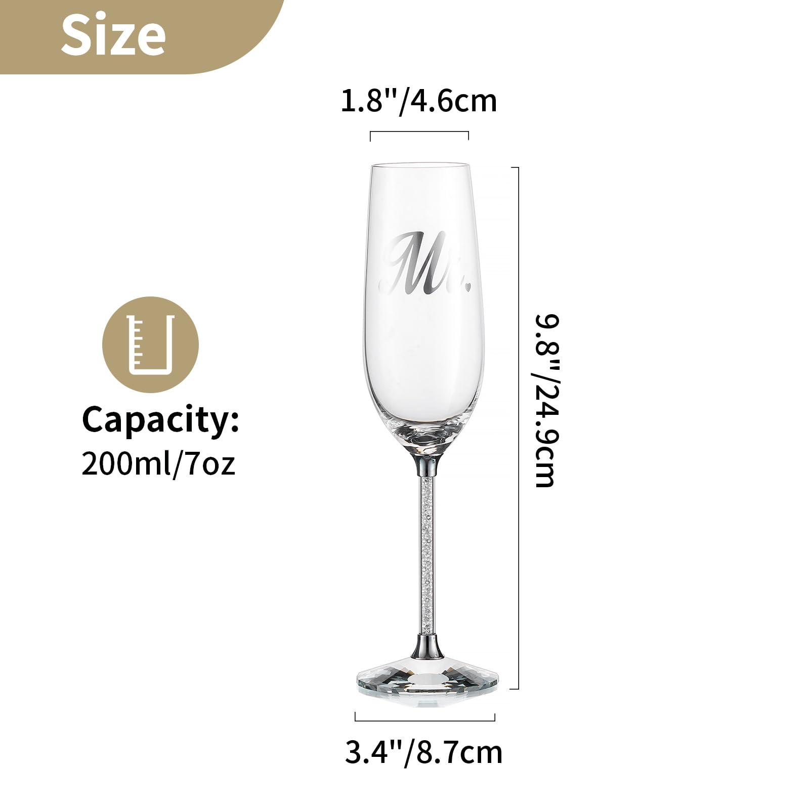 Nuptio Copas Champagne Cristal Boda: Set de 2 Copas de Vino para Boda con Caja Madera - Regalo Señor para Brindis Personalizadas para Novios, Compromiso, 50 Aniversario y Fiesta Cumpleaños