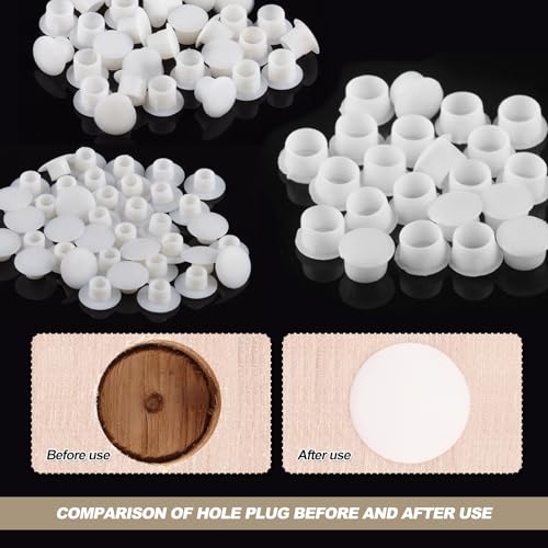 Abdeckkappen für Bohrlöcher 200 STK Lochstopfen Bohrloch Abdeckkappen Schrauben Abdeckstopfen Lochabdeckung Weiß 5mm 6mm 8mm 10mm