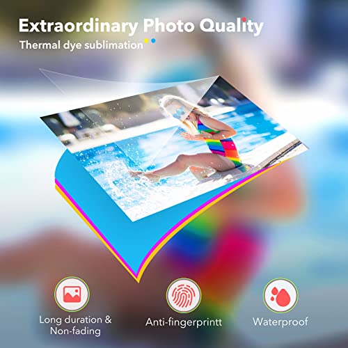 Liene Photo Printer Paper & Cartridge, 2 Ink Cartridge Refill & 80 Sheets Photo Papers, 4X6, Dye Sublimation, Water & Oxidation-Proof, Compatible W Printer, For Display, Framing, Scrapbook #TOP1