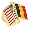 PinMart Crossed American Flag Lapel Pin 25 Pack – Gold-Color Plated Enamel, USA and Belgium, Friendship & Unity, Hat, Jacket & Backpack Pins, Collectible, Patriotic Gift, Secure Clutch Back #1