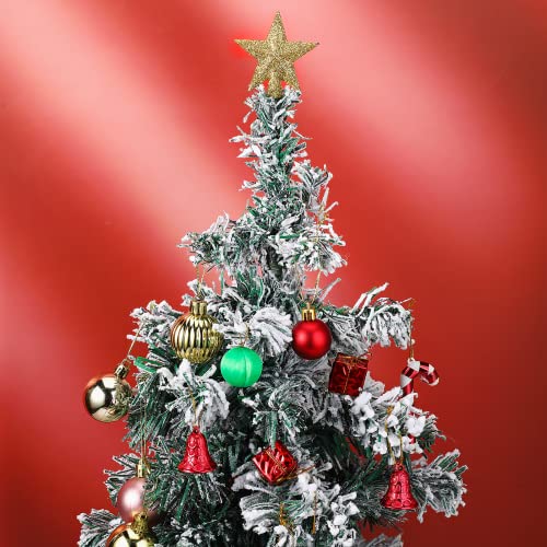 Hanaive Valentines Tree Topper Mini Star Small Treetop for Christmas Tree Star Ornaments Decorative for Home Xmas Holiday Party(Gold,2.36 Inch,Glitter)