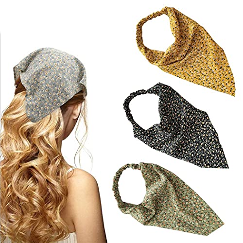 Yean - Pañuelo triangular bohemio para la cabeza, banda elástica de gasa para la cabeza, ideal...