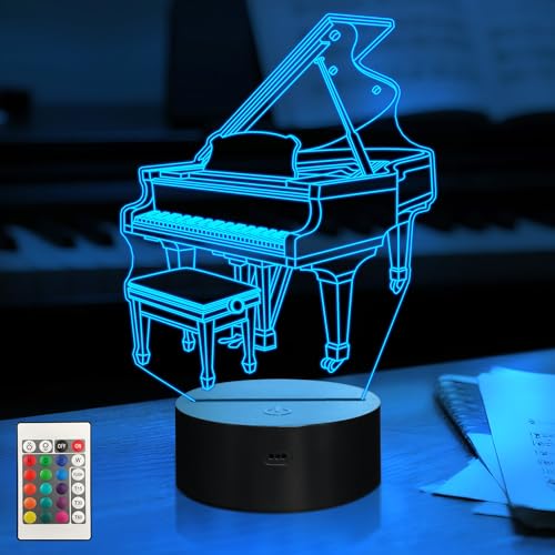 CoolGift Mart Piano Night Light, 3D LED Optical Illusion Lamp with 16 Colors and Remote...