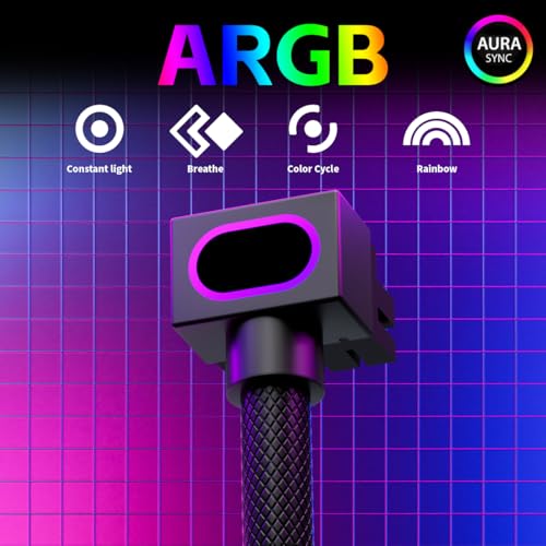 Image of 8PIN CPU Extension Cable, ARGB PC Cable with 5V 3Pin,18AWG 90 Right-Angle Design for Cleaner PC Builds,Male-to-Female Connectors Suitable for Various CPU and Power Supply.30CM(Black-CPU-Clip A)