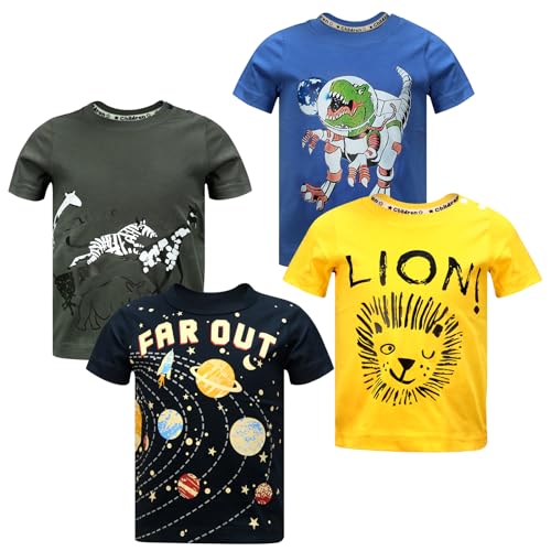 Image of DEEKEY Toddler Boys Shirts Short-Sleeve Little Kids t Shirts Boys' Tops, Tees & Shirts Graphic TEE Age for 2-7 Years 4-Pack