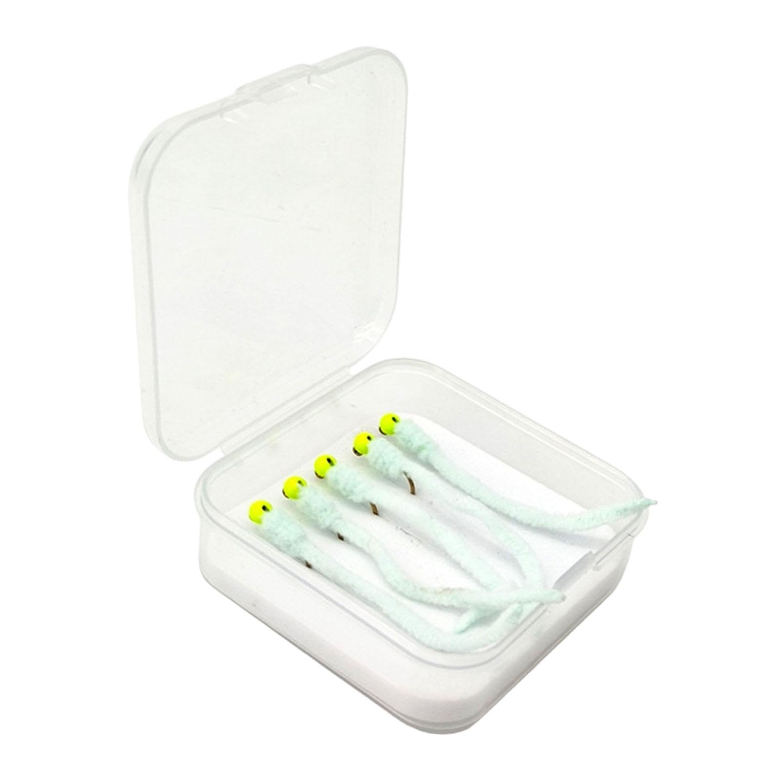UJEAVETTE 5Pcs Squirmy Fly Fishing Lures Tools with Hooks for Beginners Fisherman White-image-29