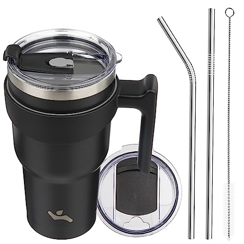 Image of Konokyo 30 oz Tumbler with Handle and Straw, Insulated Travel Mug