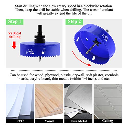 Image of 5 Inch Hole Saw with Arbor, 1.2 Inch Cutting Depth