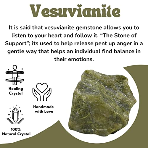 Image of Amazing Gemstone 2 Pieces Vesuvianite Raw Crystals and Healing Stones, Natural Rocks for Tumbling and DIY Raw Stones and Crystals