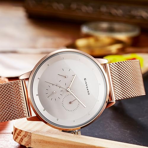 Image of Giordano Skyscrapper Collection Multi-Function Watch for Men with Round Dial and Metal Mesh Strap Wrist with Classy Mesh Band GD-50005