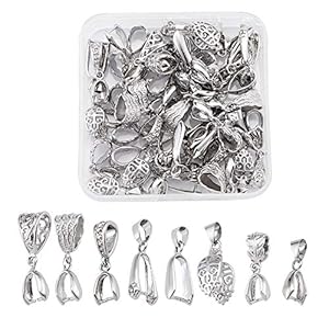 Craftdady 48Pcs Pinch Clip Bail Sluitingen Hangers Zilver Connector Bead Hanger Links voor Geboorde Stenen Dangle Charm…