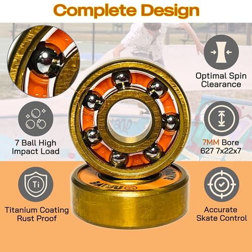 image for Naivskb Skate Bearings 7mm 16 Pack, Precision 627 Bearings Quad Skates