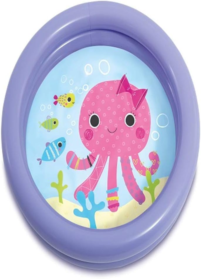 2 Ring Paddling Pool For Kids, Inflatable Swimming Pool, Durable And Long Lasting, Easy Setup And Storage, Vibrant Colour, Eye Catching Theme, Summer Fun, 24”x6” (Purple)