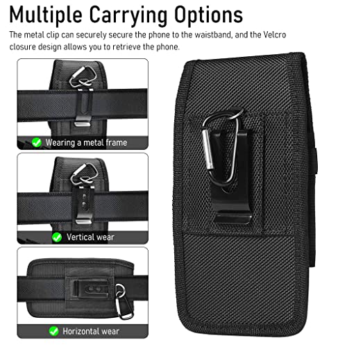 Image of GUSTAVE Anti-Scratch Nylon Phone Holster Clip On Phone Holster Protective Case for iPhone, Samsung Galaxy Note 20 /10+ Plus 5G, 2 in 1 Phone Card Holder with Carabiner, Gift for Men, Husband, Father