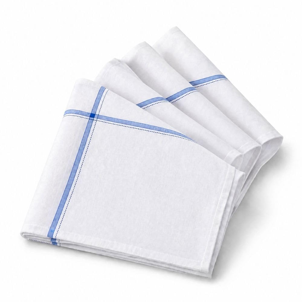 Cotton Handkerchiefs for Men | Soft, Absorbent & Skin-Friendly Daily Use | Pack of 12 | 40 x 40 cm (Approx.)-image-0