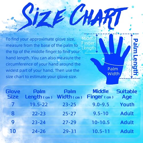 WVVOU Torwarthandschuhe, Torwarthandschuhe Herren, Fußballhandschuhe, 4+3mm Latex Super Grip für die Härtesten Saves Atmungsaktive (Blackblue, 8)