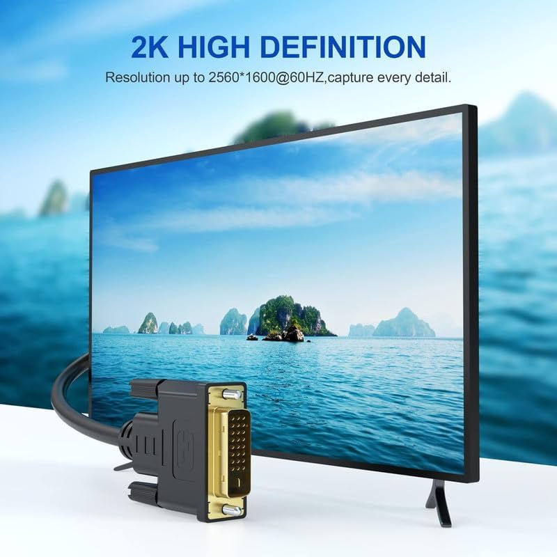 Image of Madhabi DVI-D 24+1 Cable 3M (10Ft) Male to Male - Gold-Plated Digital Video Cable for Monitor, Projector, HDTV, Graphics Card, Gaming PC, Laptop - High-Speed Display Cord - Black