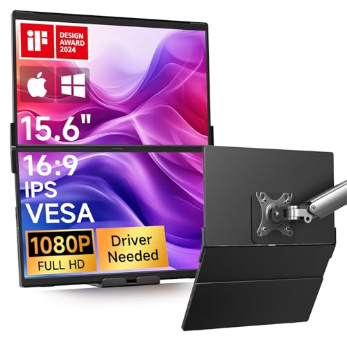 Image of JSAUX FlipGo Pro 15.6 inch 1080P Dual Screen Portable Monitor & VESA Adapter