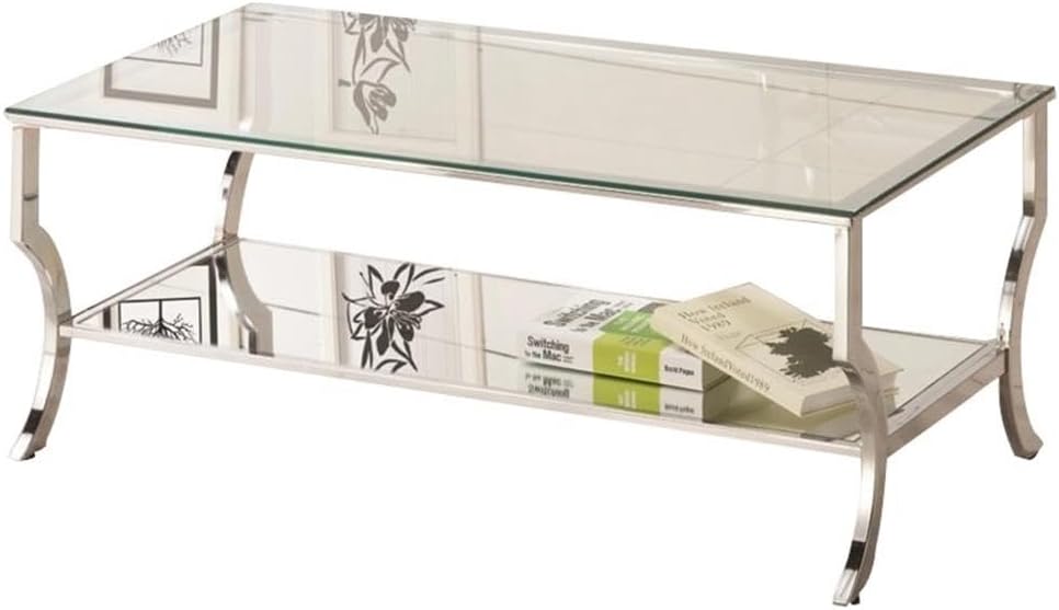 Chrome and Clear Glass Top Rectangular Coffee Table