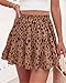 BTFBM Summer Skirts for Women 2026 Floral High Waist Shorts Underneath Boho Tiered Flowy Tennis Skorts Casual Mini Skirt(Floral Khaki Black, Small)